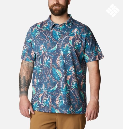 Men's Columbia Thistletown Hills Polo Shirts Navy | Plus Size CA-A48A6